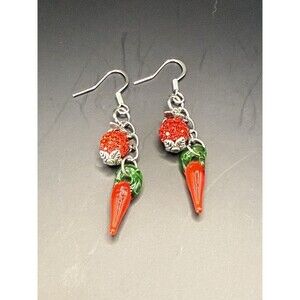 Red Pepper Dangle Earrings - Handmade. Approximately 2” In Length.   Nickel Free